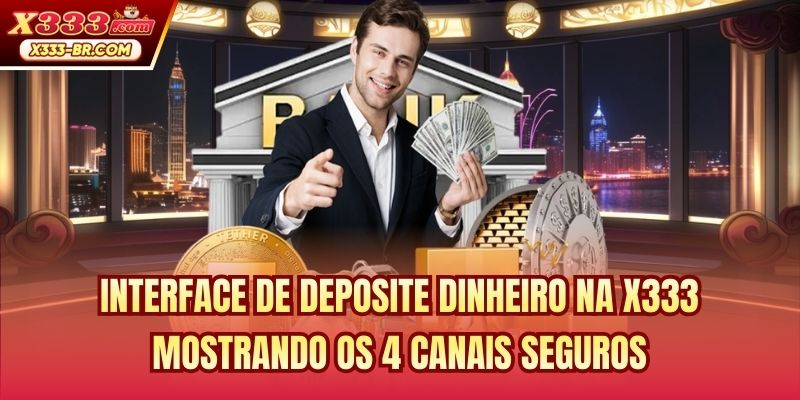 Interface de deposite dinheiro na X333 mostrando os 4 canais seguros